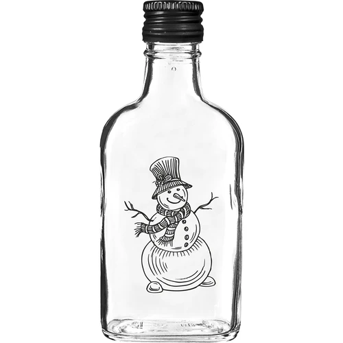 Steklenica prisrčnica 200 ml z navojnim pokrovčkom, motiv »Snežak«, 1 kos.