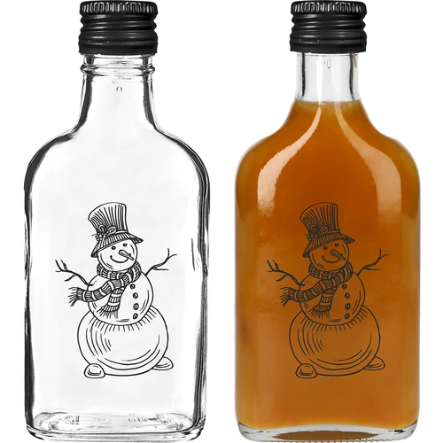 Steklenica prisrčnica 200 ml z navojnim pokrovčkom, motiv »Snežak«, 1 kos. - 2