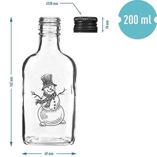 Steklenica prisrčnica 200 ml z navojnim pokrovčkom, motiv »Snežak«, 1 kos. - 5