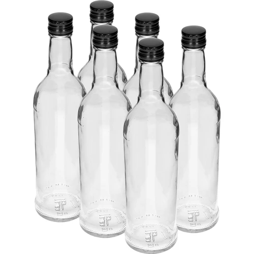 Steklenica 500 ml Smukła, s črnim navojnim zamaškom, za vodko, 6 kos.