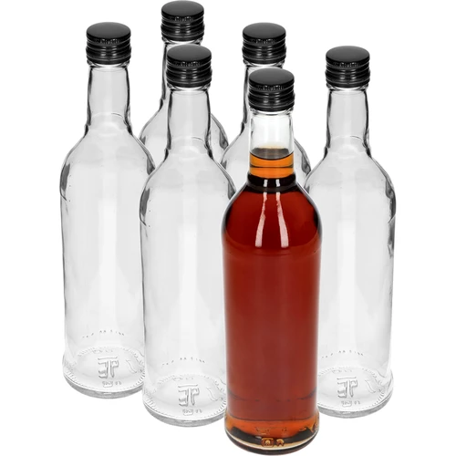 Steklenica 500 ml Smukła, s črnim navojnim zamaškom, za vodko, 6 kos. - 2