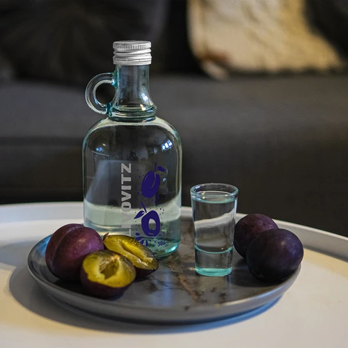 Steklenica 500 ml z navojnim zamaškom in dvobarvnim natisom Slivovitz - 4 kosi - 8