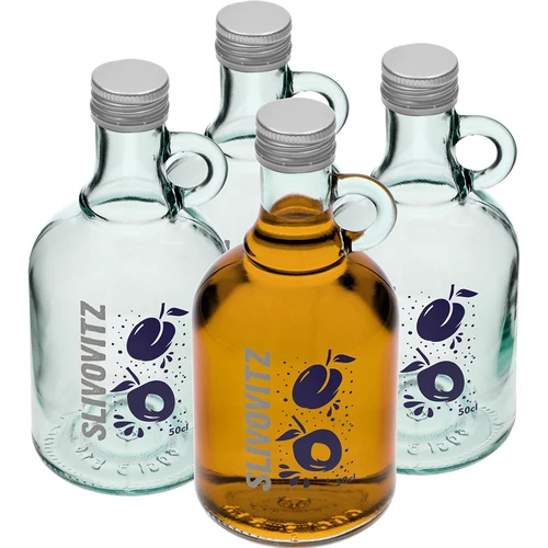 Steklenica 500 ml z navojnim zamaškom in dvobarvnim natisom Slivovitz - 4 kosi