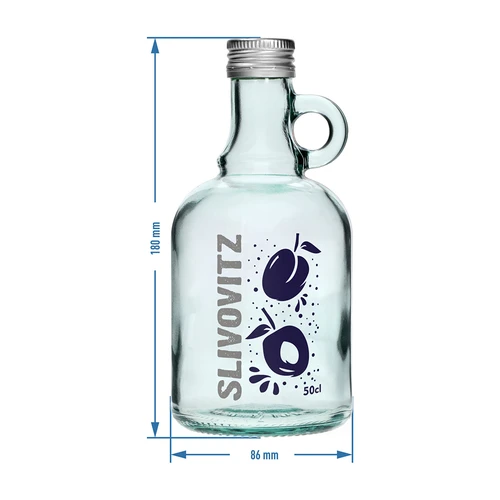 Steklenica 500 ml z navojnim zamaškom in dvobarvnim natisom Slivovitz - 4 kosi - 7