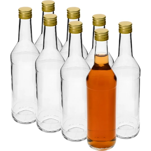 Steklenica 500 ml za vodko, ravna, z navojnimi zamaški - 8 kos. - 2
