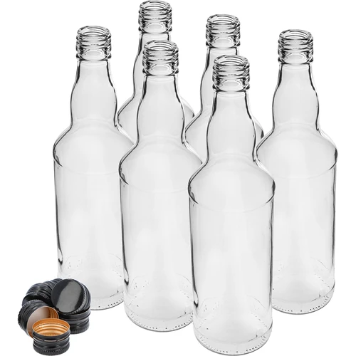 Steklenica 500 ml za vodko, s črnim navojnim zamaškom, 6 kosov - 2
