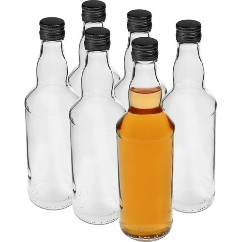 Steklenica 500 ml za vodko, s črnim navojnim zamaškom, 6 kosov - 3
