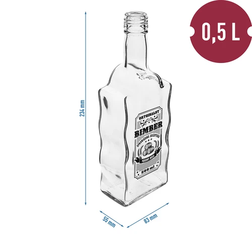 Steklenica Klasztorna 500 ml z navojnim pokrovčkom, potisk »Bimber«, 1 kos. - 5
