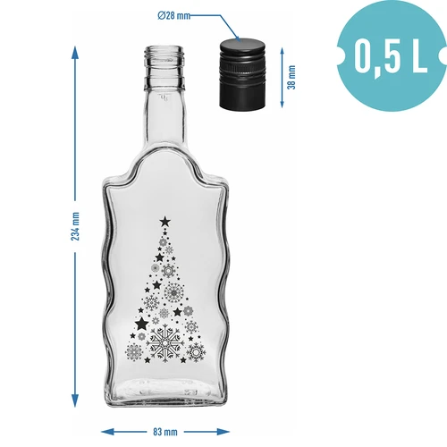 Steklenica Klasztorna 500 ml z navojnim pokrovčkom, s potiskom »Smrečica«, 1 kos - 5