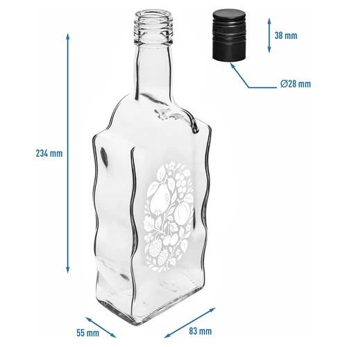 Steklenica Klasztorna 500 ml z navojnim zamaškom in potiskom »Sadje«, vzorec 1 - 5