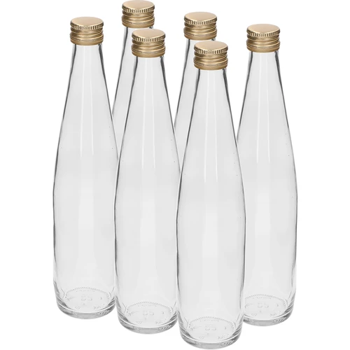 Steklenica Klubowa 500 ml z zlatim navojnim zamaškom, komplet 6 kosov.