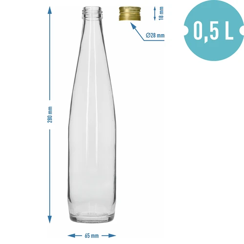 Steklenica Klubowa 500 ml z zlatim navojnim zamaškom, komplet 6 kosov. - 7