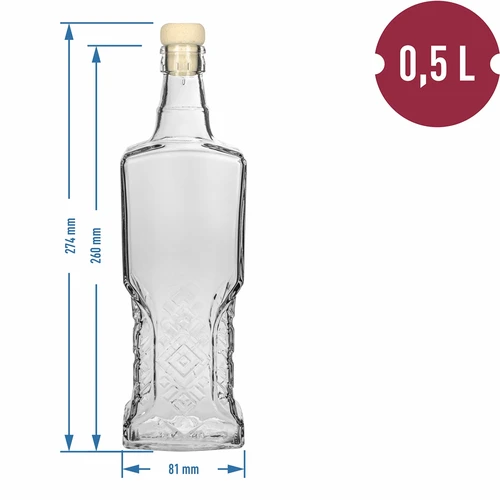 Steklenica Kredensowa 500 ml s plutovinastim zamaškom - 5