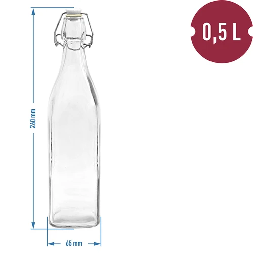 Steklenica Kvadrat s hermetičnim zapiralom 0,5 L - 2