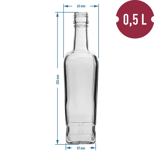 Steklenica Pryncypalna 500 ml z navojnim pokrovčkom, 6 kosov - 6