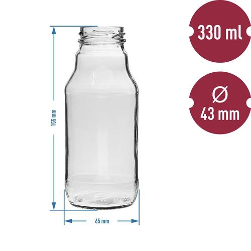 Steklenica TO za sok 330 ml s pokrovčkom fi 43 - 6 kosov. - 4
