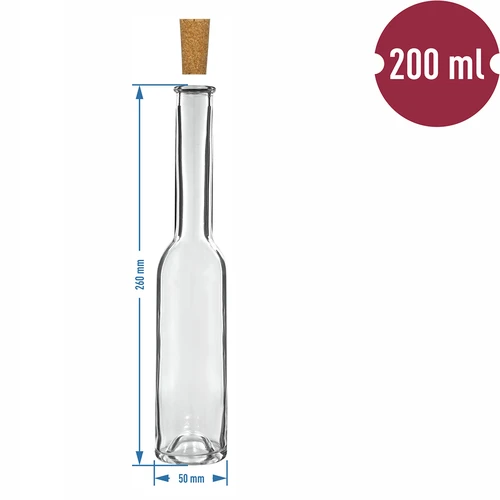Steklenica za liker 200 ml 6 kosov + 6 plutastih zamaškov 23/18 - 7