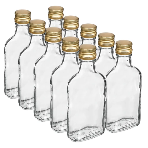 Steklenica za likerje ploska z navojnim zamaškom 200 ml 10 kosov