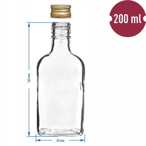 Steklenica za likerje ploska z navojnim zamaškom 200 ml 10 kosov - 6