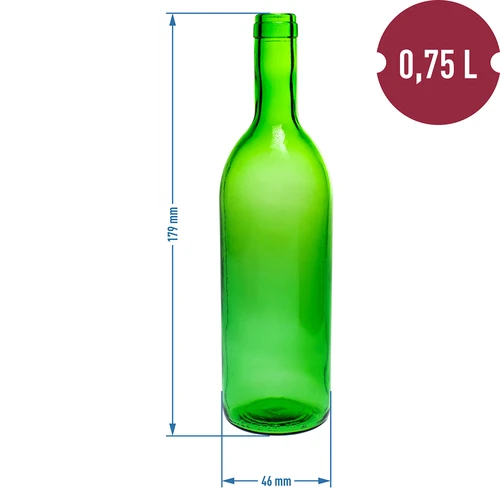 Steklenica za vino 0,75 l z zamaški in termoskrčljivimi kapsulami - 12 kos. - 6