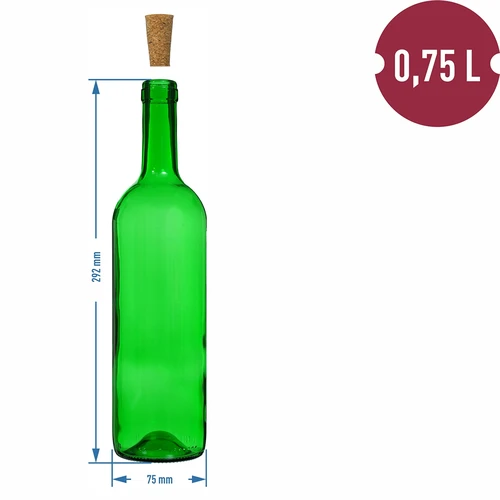 Steklenica za vino 0,75 L zelena - paket 8 kos. - 6
