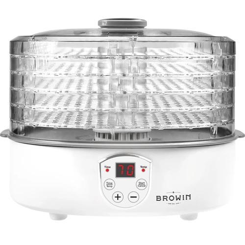 Sušilnik za gobe, sadje, zelenjavo in zelišča z nastavitvijo temperature, 240 W, prozoren