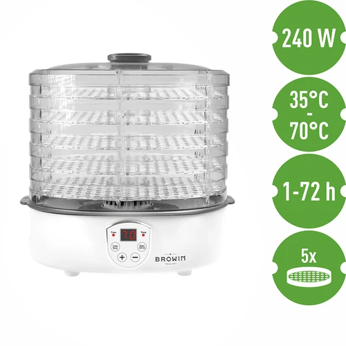 Sušilnik za gobe, sadje, zelenjavo in zelišča z nastavitvijo temperature, 240 W, prozoren - 7