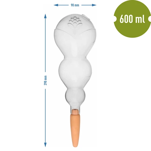Trojna (trikomorna) zalivalna krogla, prozorna brezbarvna, s keramičnim stožcem, 600 ml - 5