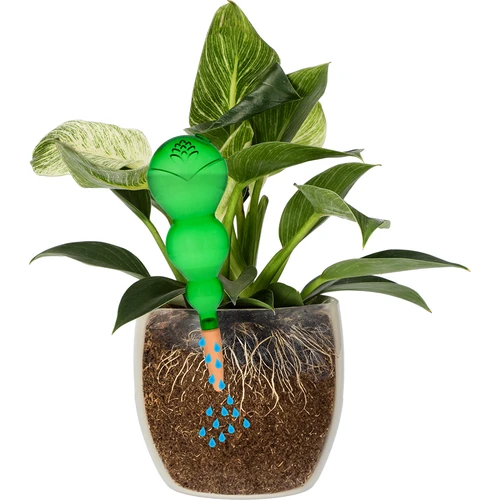 Trojna (trikomorna) zalivalna krogla, prozorna zelena, s keramično konico, 600 ml - 3