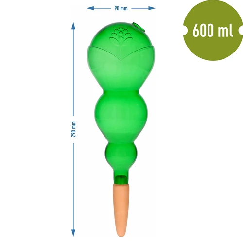 Trojna (trikomorna) zalivalna krogla, prozorna zelena, s keramično konico, 600 ml - 5