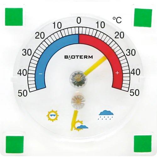 Univerzalni termometer z higrometrom, prozoren, samolepilen (od -50 °C do +50 °C)