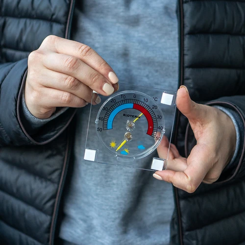Univerzalni termometer z higrometrom, prozoren, samolepilen (od -50 °C do +50 °C) - 5