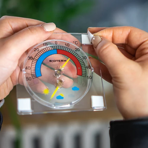 Univerzalni termometer z higrometrom, prozoren, samolepilen (od -50 °C do +50 °C) - 6