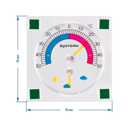 Univerzalni termometer z higrometrom, prozoren, samolepilen (od -50 °C do +50 °C) - 2
