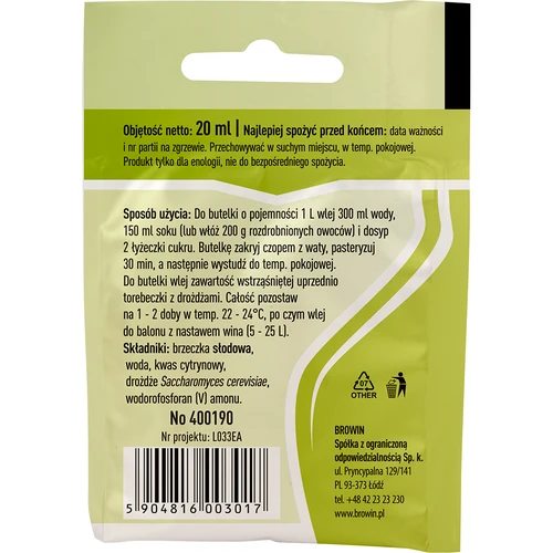 Univerzalni vinski kvas, 20 ml - 2