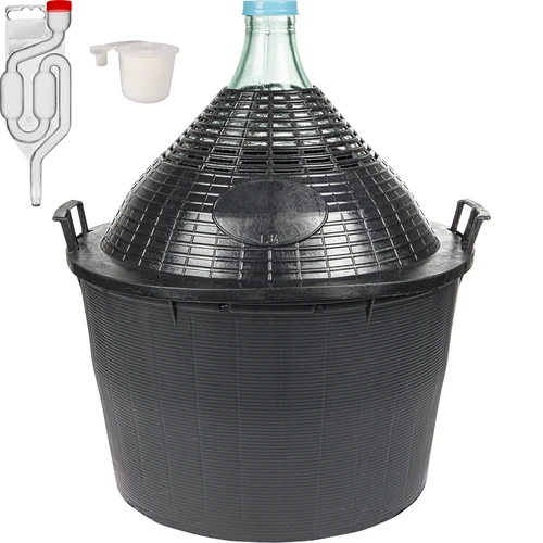 Vinarski komplet Basic: stekleni balon 34 L v plastični košari, s čepom in fermentacijsko cevko