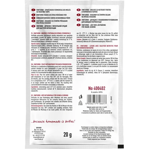ViniTurbo - vinske kvasovke za hitro fermentacijo, 20 g - 2
