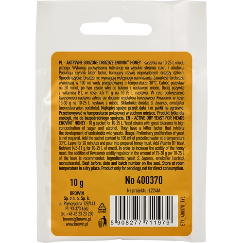 Vinske kvasovke Enovini® HONEY, 10 g - 2