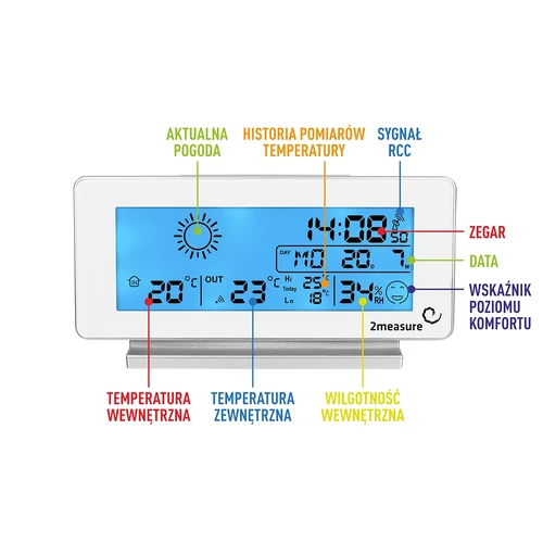 Vremenska postaja RCC, DCF – elektronska, brezžična, osvetljen senzor, bela - 7
