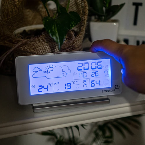 Vremenska postaja RCC, DCF – elektronska, brezžična, osvetljen senzor, bela - 11