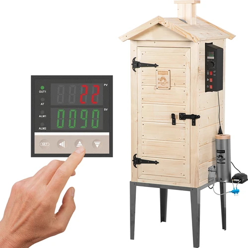 Vrtna lesena prekajevalnica 200 L – dragON Wood 100E z električnim grelnim modulom in krmilnikom