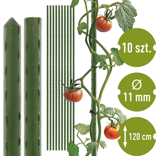 Vrtne opore Bioogród – prevlečene jeklene, 1,2 m, Ø 11 mm, 10 kos