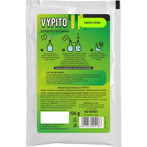 VYPITO 12 %, vrečka za 18 drinkov - energijska pijača, 126 g - 2