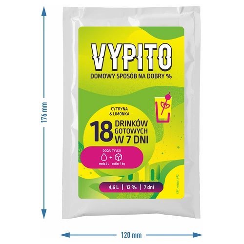 VYPITO 12 %, vrečka za 18 drinkov - Limona & limeta, 126 g - 4