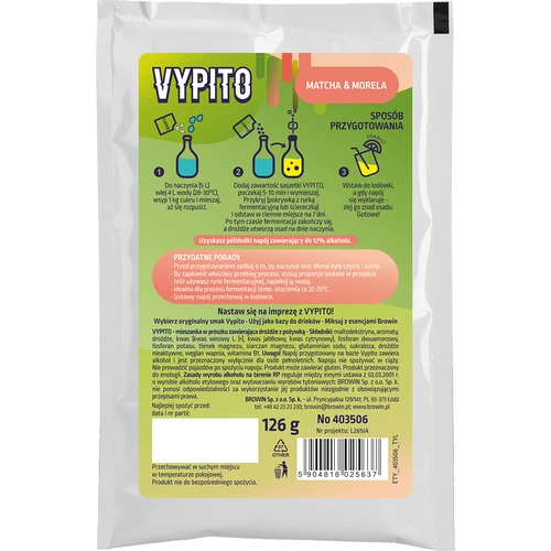VYPITO 12%, vrečka za 18 drinkov - Matcha-Marelica, 126g - 2