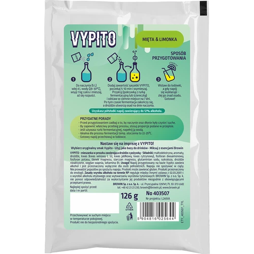 VYPITO 12 %, vrečka za 18 drinkov – Meta-Limeta, 126 g - 2