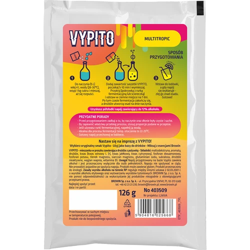 VYPITO 12%, vrečka za 18 koktajlov – Multitropic, 126g - 2