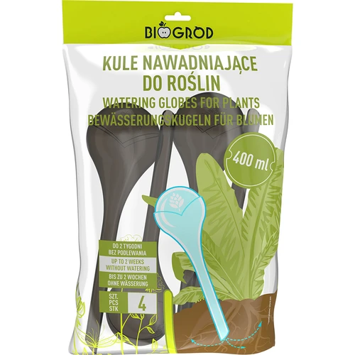 Zalivalne krogle za rastline, črne prozorne, 400 ml, 4 kosi. - 3