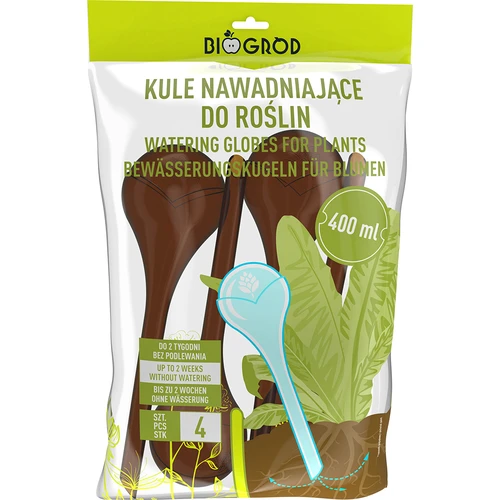 Zalivalne krogle za rastline, jantarno prozorne, 400 ml, 4 kosi. - 3