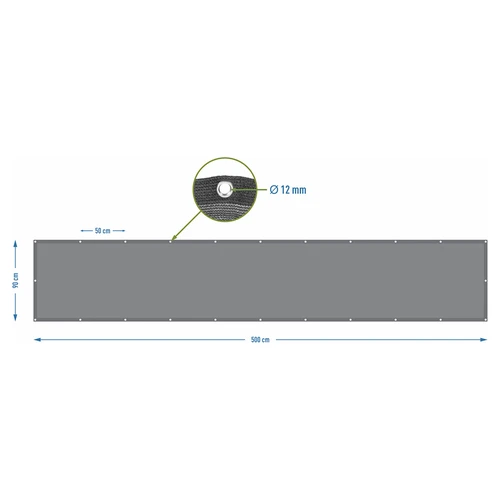 Zasenčevalna mreža (80 %, 140 g/m2) 0,9x5 m, grafitna - 7